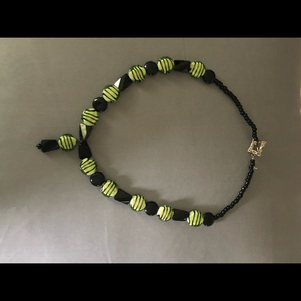 Handmade Green/ Black Glass Necklace